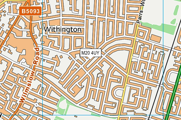 M20 4UY map - OS VectorMap District (Ordnance Survey)