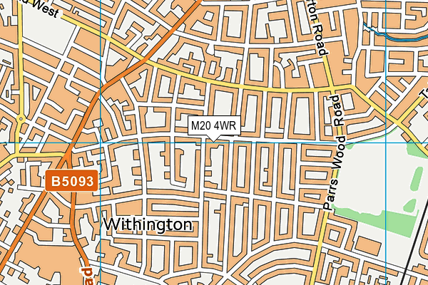 M20 4WR map - OS VectorMap District (Ordnance Survey)