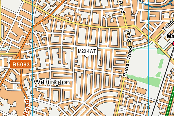 M20 4WT map - OS VectorMap District (Ordnance Survey)