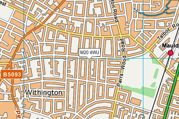 M20 4WU map - OS VectorMap District (Ordnance Survey)