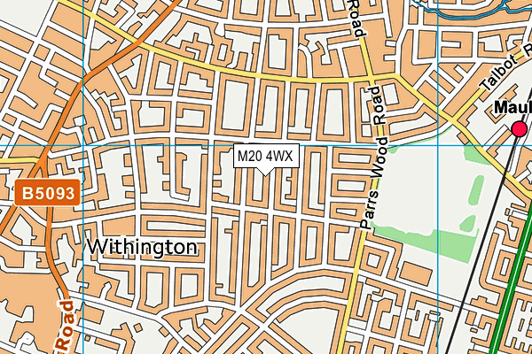 M20 4WX map - OS VectorMap District (Ordnance Survey)