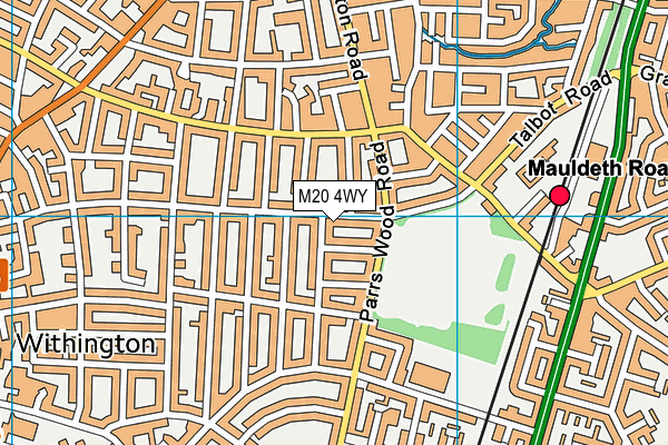 M20 4WY map - OS VectorMap District (Ordnance Survey)