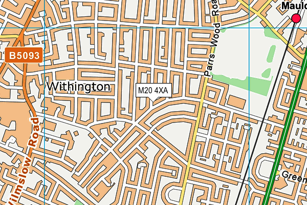 M20 4XA map - OS VectorMap District (Ordnance Survey)