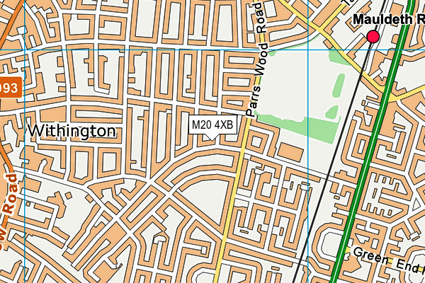 M20 4XB map - OS VectorMap District (Ordnance Survey)