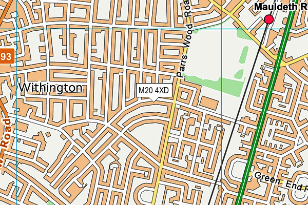 M20 4XD map - OS VectorMap District (Ordnance Survey)