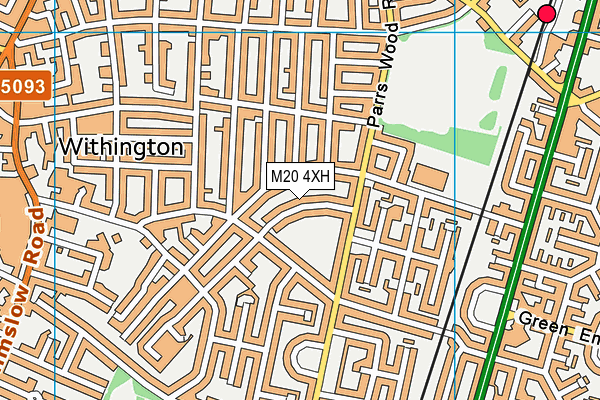 M20 4XH map - OS VectorMap District (Ordnance Survey)