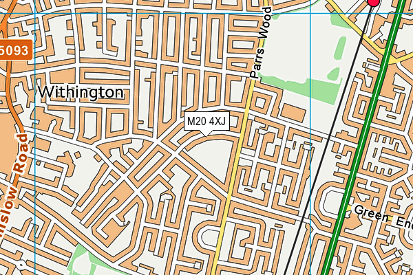 M20 4XJ map - OS VectorMap District (Ordnance Survey)