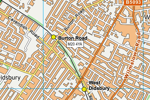 M20 4YA map - OS VectorMap District (Ordnance Survey)