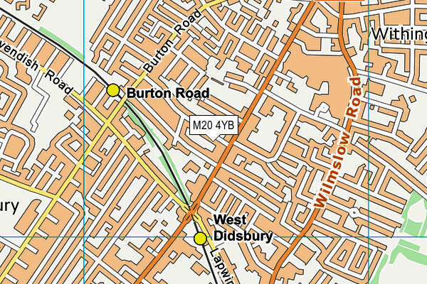 M20 4YB map - OS VectorMap District (Ordnance Survey)