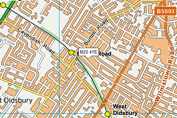 M20 4YE map - OS VectorMap District (Ordnance Survey)