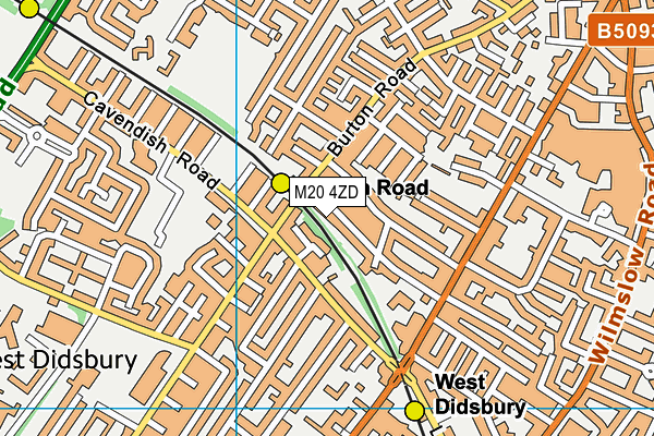 M20 4ZD map - OS VectorMap District (Ordnance Survey)