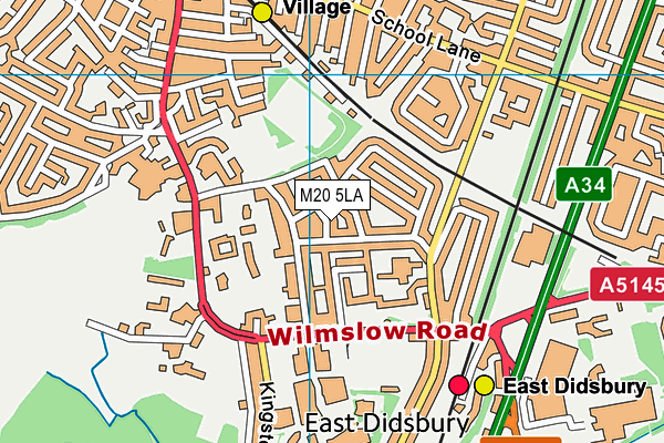 M20 5LA map - OS VectorMap District (Ordnance Survey)