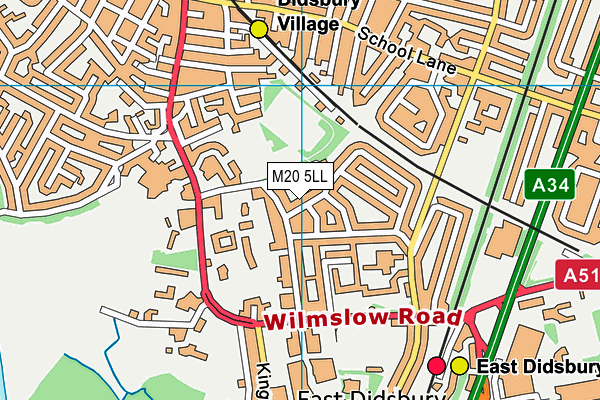Didsbury Park map (M20 5LL) - OS VectorMap District (Ordnance Survey)