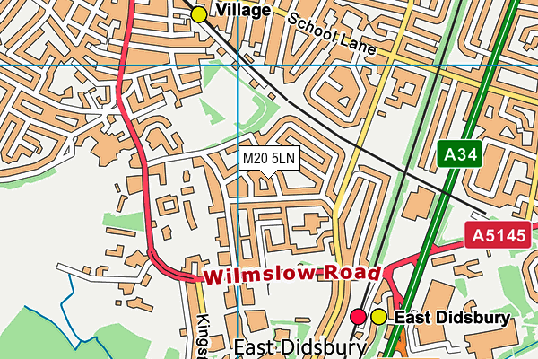 M20 5LN map - OS VectorMap District (Ordnance Survey)