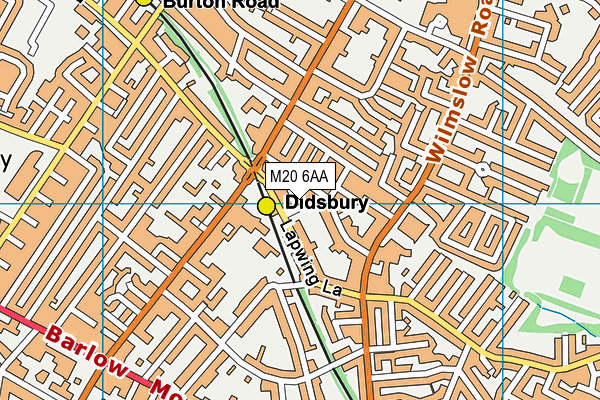 M20 6AA map - OS VectorMap District (Ordnance Survey)