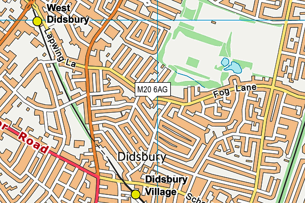 M20 6AG map - OS VectorMap District (Ordnance Survey)