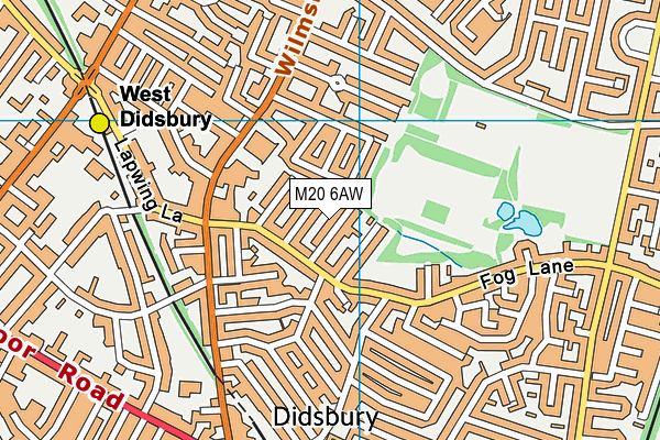 M20 6AW map - OS VectorMap District (Ordnance Survey)