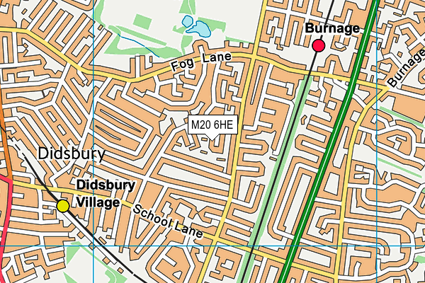 M20 6HE map - OS VectorMap District (Ordnance Survey)