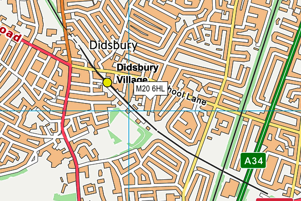 M20 6HL map - OS VectorMap District (Ordnance Survey)