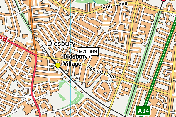 M20 6HN map - OS VectorMap District (Ordnance Survey)