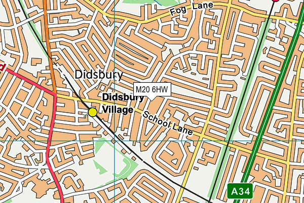 M20 6HW map - OS VectorMap District (Ordnance Survey)