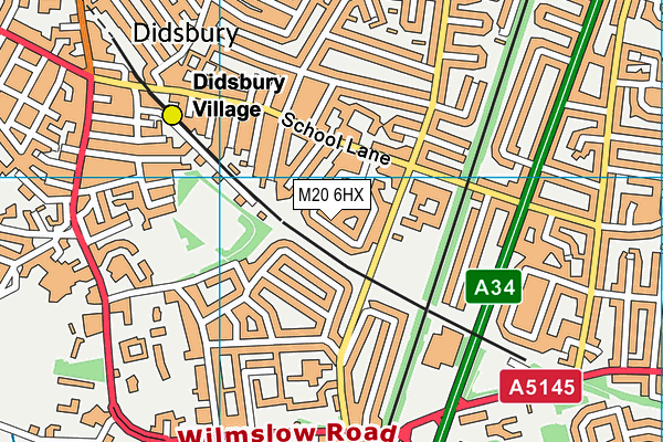 M20 6HX map - OS VectorMap District (Ordnance Survey)