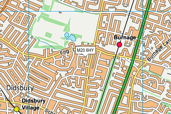 M20 6HY map - OS VectorMap District (Ordnance Survey)