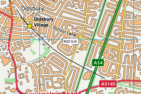 M20 6JA map - OS VectorMap District (Ordnance Survey)