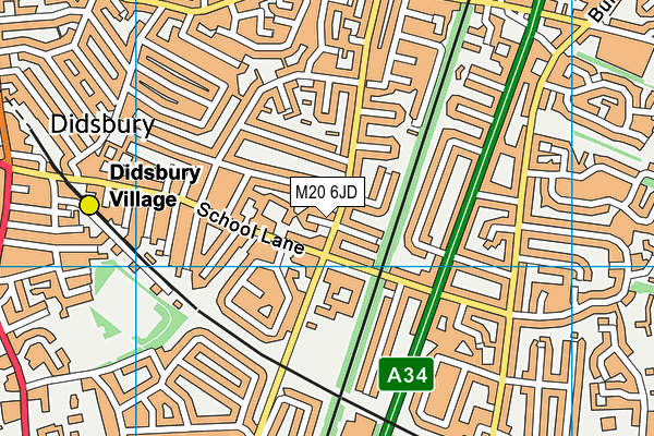 M20 6JD map - OS VectorMap District (Ordnance Survey)