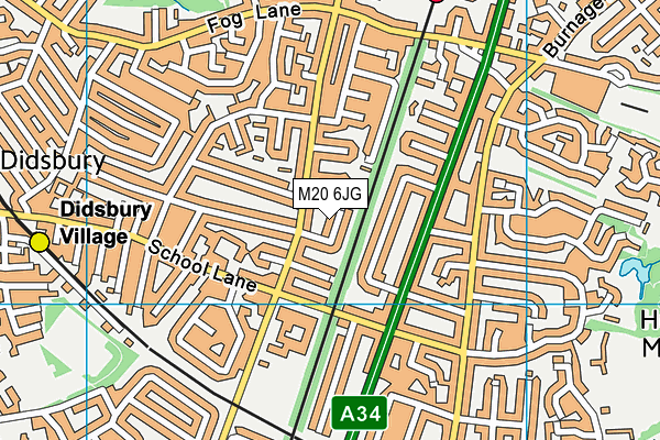 M20 6JG map - OS VectorMap District (Ordnance Survey)