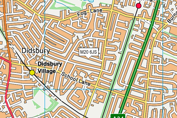 M20 6JS map - OS VectorMap District (Ordnance Survey)