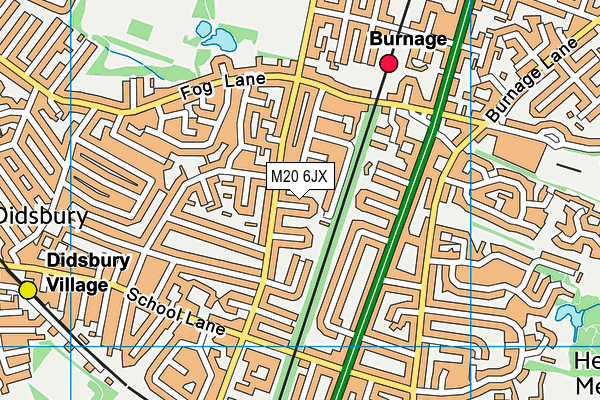 M20 6JX map - OS VectorMap District (Ordnance Survey)