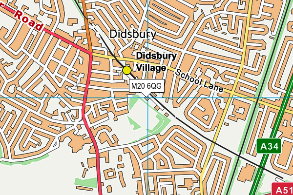 M20 6QG map - OS VectorMap District (Ordnance Survey)