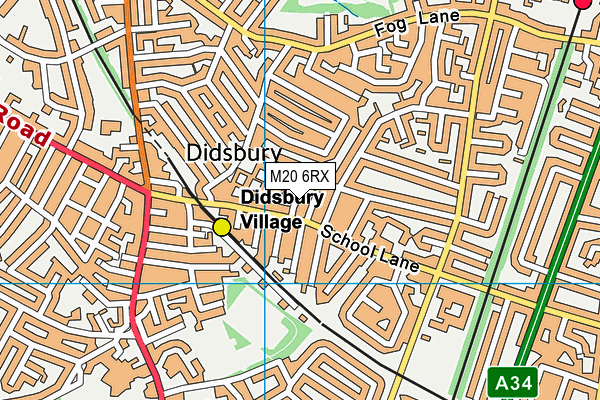 M20 6RX map - OS VectorMap District (Ordnance Survey)