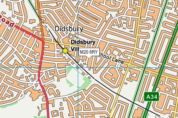 M20 6RY map - OS VectorMap District (Ordnance Survey)