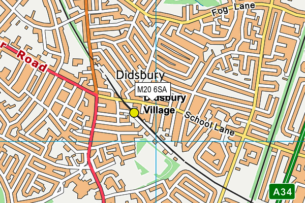 M20 6SA map - OS VectorMap District (Ordnance Survey)