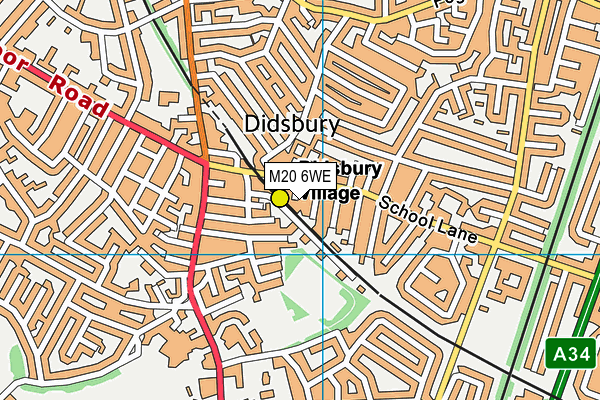 M20 6WE map - OS VectorMap District (Ordnance Survey)