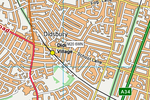 M20 6WN map - OS VectorMap District (Ordnance Survey)