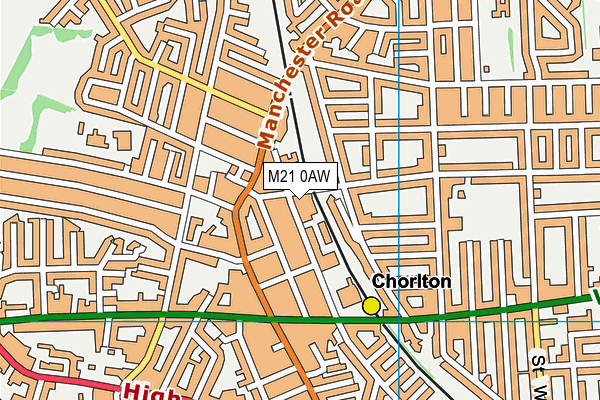 M21 0AW map - OS VectorMap District (Ordnance Survey)