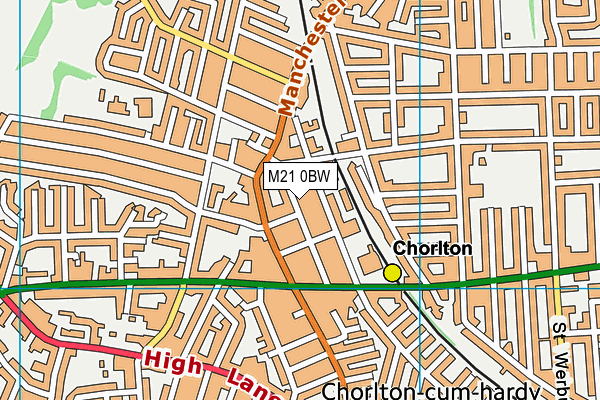 M21 0BW map - OS VectorMap District (Ordnance Survey)