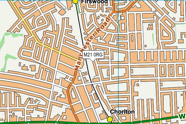 M21 0RG map - OS VectorMap District (Ordnance Survey)