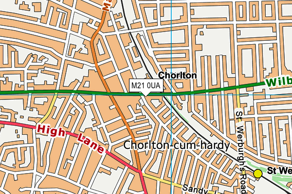 M21 0UA map - OS VectorMap District (Ordnance Survey)