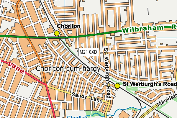 M21 0XD map - OS VectorMap District (Ordnance Survey)