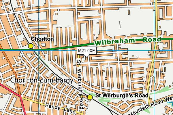 M21 0XE map - OS VectorMap District (Ordnance Survey)