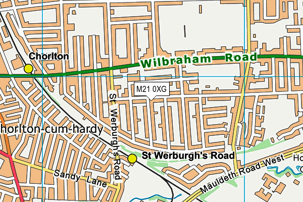 M21 0XG map - OS VectorMap District (Ordnance Survey)