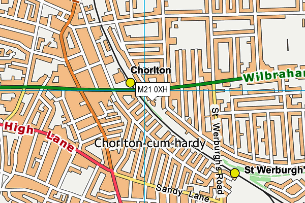 M21 0XH map - OS VectorMap District (Ordnance Survey)