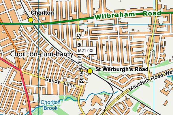 M21 0XL map - OS VectorMap District (Ordnance Survey)