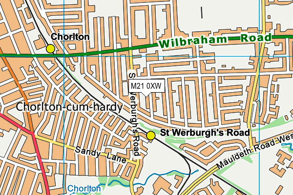 M21 0XW map - OS VectorMap District (Ordnance Survey)