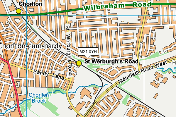 M21 0YH map - OS VectorMap District (Ordnance Survey)