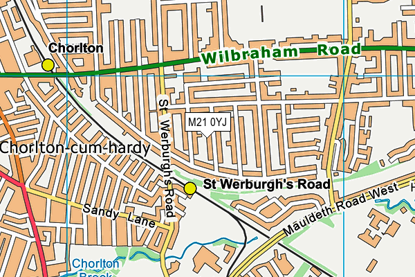 M21 0YJ map - OS VectorMap District (Ordnance Survey)